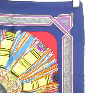 HERMES カレ90 CUIRS DU DESERT/砂漠の革飾り シルク スカーフ ストール ショール 赤