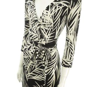 DIANE von FURSTENBERG NEW JULIAN TWO ラップワンピース シルク ジャージーブラック 0 アイボリー