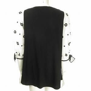 M'S GRACY 20SS フラワー刺繍チュニック プルオーバー トップス リボン ブラック ホワイト
