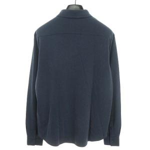 EMPORIO ARMANI 比翼 シャツ トップス ジャージー生地 ストレッチ ポリエステル モダール 長袖 XL ネイビー