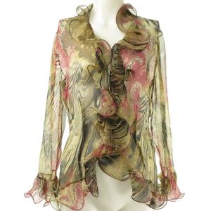 ブラックレーベル シルクフリルブラウス 総柄 2 ベージュ