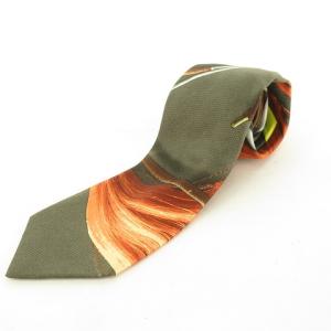 シルク ネクタイ PROJECT CARRES 「計画力」馬具  スカーフ柄 カーキ系 IBO24 0701