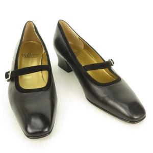 VALENTINO GARAVANI スクエア ポインテッドトゥ パンプス ローヒール 6.5 ブラック