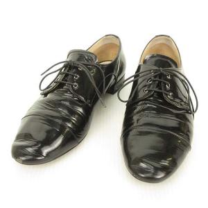 レースアップ シューズ パテント エナメル オックスフォード 37 ブラック 黒 IBO24