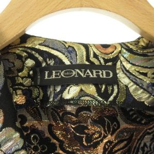 LEONARD ジャガード 金刺繍 ペイズリー 総柄 ジャケット ブルゾン ラメ 黒 ブラック IBO24 0702
