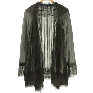ISSEY MIYAKE フリンジ レース デザイン シャツ シースルー 2 グレー