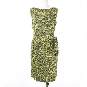 シルク ワンピース NEW DELLA PRINT LILY CREPE 総柄 ウエストドレープ＆リボン