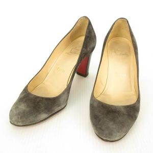スウェード パンプス ハイヒール ラウンドトゥ 37.5 チャコール