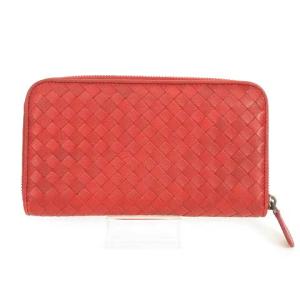 BOTTEGA VENETA イントレチャート ラウンドファスナー 長財布 ロングウォレット レッド