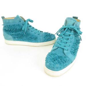 Christian Louboutin スパイク ハイカット スニーカー スタッズ スウェード 46.5 ブルー