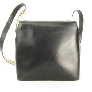 BALLY バイカラー レザーショルダー バッグ ゴールド金具 白 ネイビー