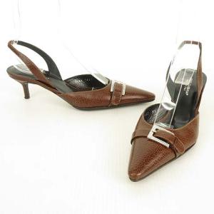 DOLCE&GABBANA ヒール サンダル ミュール パンプス バックストラップ ベルトモチーフ 37 ブラウン 茶 IBO25