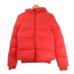 フーディー ダウンジャケット リブ付き 総柄裏地 S 赤 レッド IBO25 0729