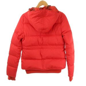 DIESEL フーディー ダウンジャケット リブ付き 総柄裏地 S 赤 レッド IBO25 0729