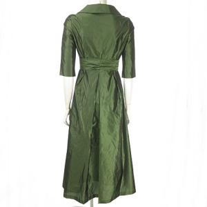 SYBILLA ロングワンピース フレア ドレス ポリエステル シルク 光沢 玉虫色 グリーン系 M IBO25