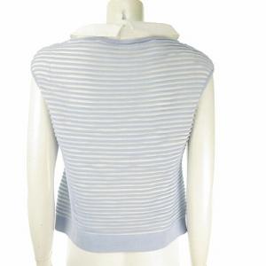 René 15SS ニット ノースリーブ プルオーバー トップス 2way ロールカラー付き サックス オフホワイト 36 M相当 6522580