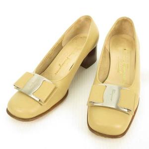 VARA リボン パンプス スクエアトゥ チャンキーヒール 5 C ベージュ