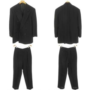 GIORGIO ARMANI ストライプ ダブル 6B スーツ セットアップ ジャケット スラックス 白タグ 40 ネイビー