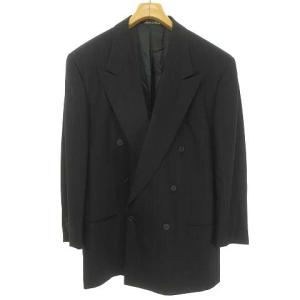 GIORGIO ARMANI ストライプ ダブル 6B スーツ セットアップ ジャケット スラックス 白タグ 40 ネイビー