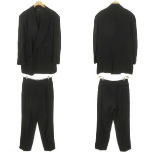 GIORGIO ARMANI BORGONUOVO21 スーツ セットアップ ダブル 4B 黒タグ シルク混 ウール 50 ブラック