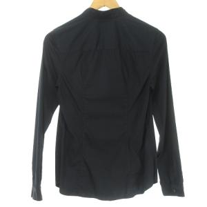 PRADA 長袖 スタンドカラー ブロード シャツ 42 紺 ネイビー IBO25 0813