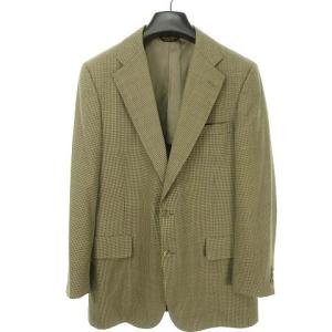 シングル 2B ジャケット テーラード ブレザー 千鳥格子 チェック A6 ベージュ ブラウン ECM