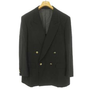 LANVIN PARIS ダブル 4B スーツ セットアップ ジャケット スラックス R48-45-85 ブラック ECM