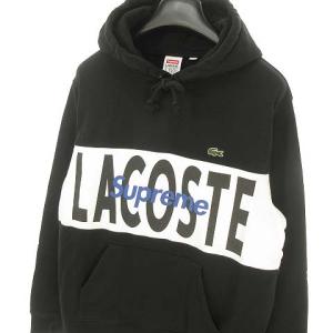 Supreme ×LACOSTE 19FW Logo Panel Hooded Sweatshirt M 黒