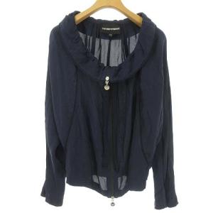 美品 ジップアップ ジャケット ブルゾン ドルマンスリーブ ビスコール キュプラ 黒タグ 40 ネイビー SFM