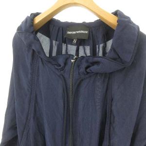 EMPORIO ARMANI 美品 ジップアップ ジャケット ブルゾン ドルマンスリーブ ビスコール キュプラ 黒タグ 40 ネイビー SFM