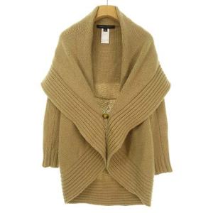 ブラックレーベル ウール ニット カーディガン セーター ロング ショールカラー S ベージュ