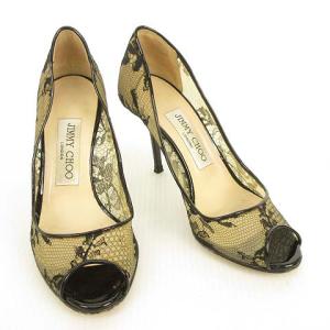JIMMY CHOO レース パンプス ハイヒール オープントゥ 34 ブラック