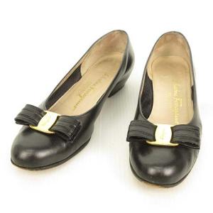 BOUTIQUE VARA パンプス ラウンドトゥ リボン ローヒール 8 D ブラック