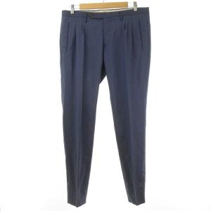 ダブル スラックス パンツ 2タック テーパード ボタンフライ 50 青 ブルー IBO26 0826