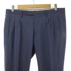 INCOTEX ダブル スラックス パンツ 2タック テーパード ボタンフライ 50 青 ブルー IBO26 0826