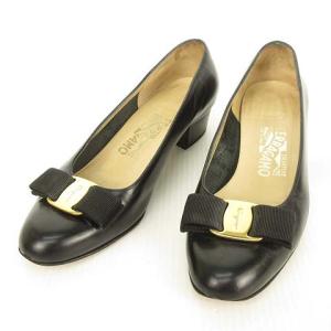 VARA ヴァラ リボン パンプス ラウンドトゥ ローヒール 5 D ブラック 黒 IBO26