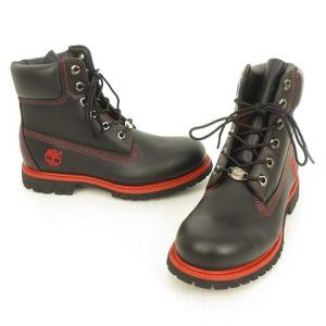 Timberland 42386 美品 6インチ レースアップ ワーク ブーツ 6 W ブラック レッド IBO26