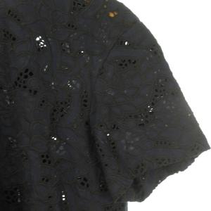 ADORE 刺繍 レース ブラウス シャツ 半袖 プルオーバー バックジップ 38 紺 ネイビー 0830
