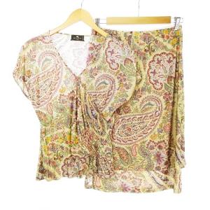 セットアップ カシュクール調トップス レイヤードスカート ペイズリー 総柄