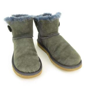 UGG australia 3352 BAILEY BUTTON ミニ ムートン ブーツ 24cm ネイビー