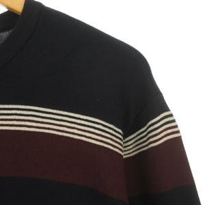 EMPORIO ARMANI 2019年 黒タグ ボーダー ニット セーター 長袖 クルーネック  XL ネイビー 0911