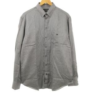 黒タグ ストライプ スナップ ボタンダウン シャツ ワンポイント 貝ボタン 紺 ネイビー 0911