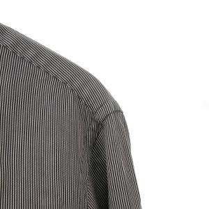 EMPORIO ARMANI 黒タグ ストライプ スナップ ボタンダウン シャツ ワンポイント 貝ボタン 紺 ネイビー 0911