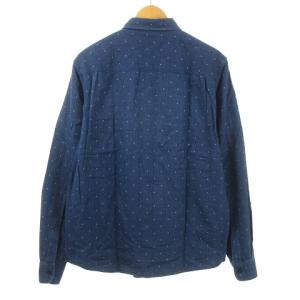 ARMANI JEANS ドビー シャツ レギュラー 長袖 総柄 XL ネイビー