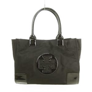 TORY BURCH エラ トートバッグ ナイロン × エナメル ミドルショルダー 肩掛け ブラック