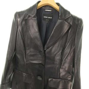 GIORGIO ARMANI ラムレザージャケット 40 ダークネイビー