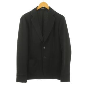 EMPORIO ARMANI 黒タグ 2017年 エンボス テーラード ジャケット ブレザー シングル 2B 44 黒 ブラック  0913