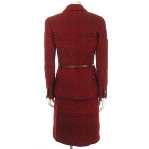 CHANEL 00A ツイード スーツ ジャケット スカート スパンコール ココマーク 金ボタン 38 赤