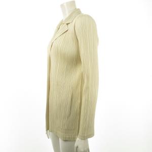PLEATS PLEASE ISSEY MIYAKE オープンカラージャケット シャツ ブラウス 長袖 3 ホワイト pp83-jd431 0916
