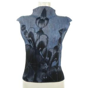 ノースリーブ カットソー ブラウス 花総柄 3 ネイビー pp84-jk230 0916